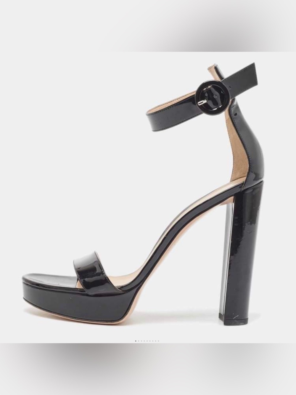Gianvito Rossi Black Patent Leather Platform Ankle Strap Sandals Size 39.5